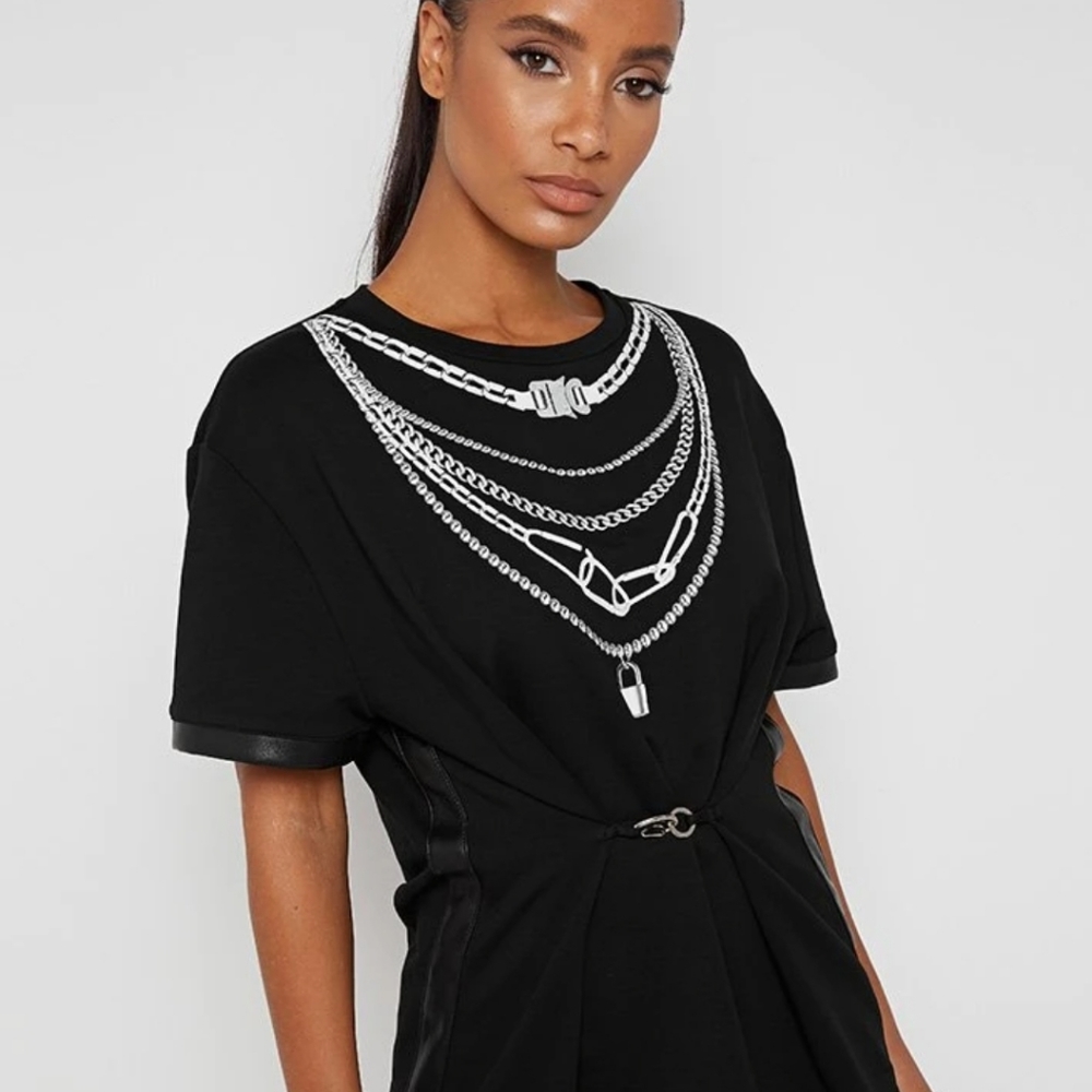 Chain T shirt dress UK 14, casual t shirt dress,